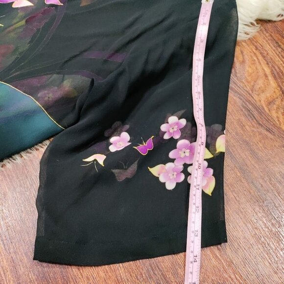 CCC Silk Floral Vintage Black Sheer Wrap S-L - Picture 10 of 11